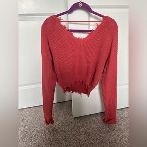 Coral cropped sweater